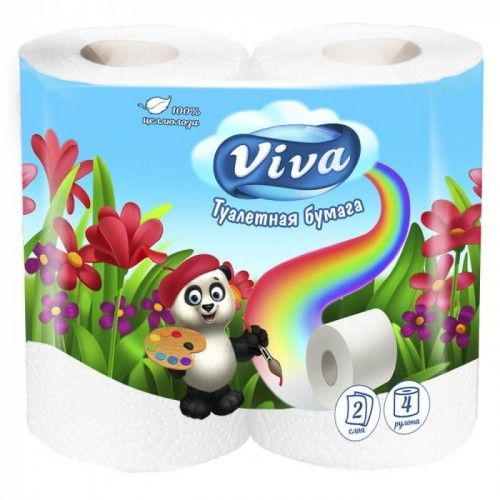 ВИВА бумага туалетная 2-х слойная, упаковка по 4шт.