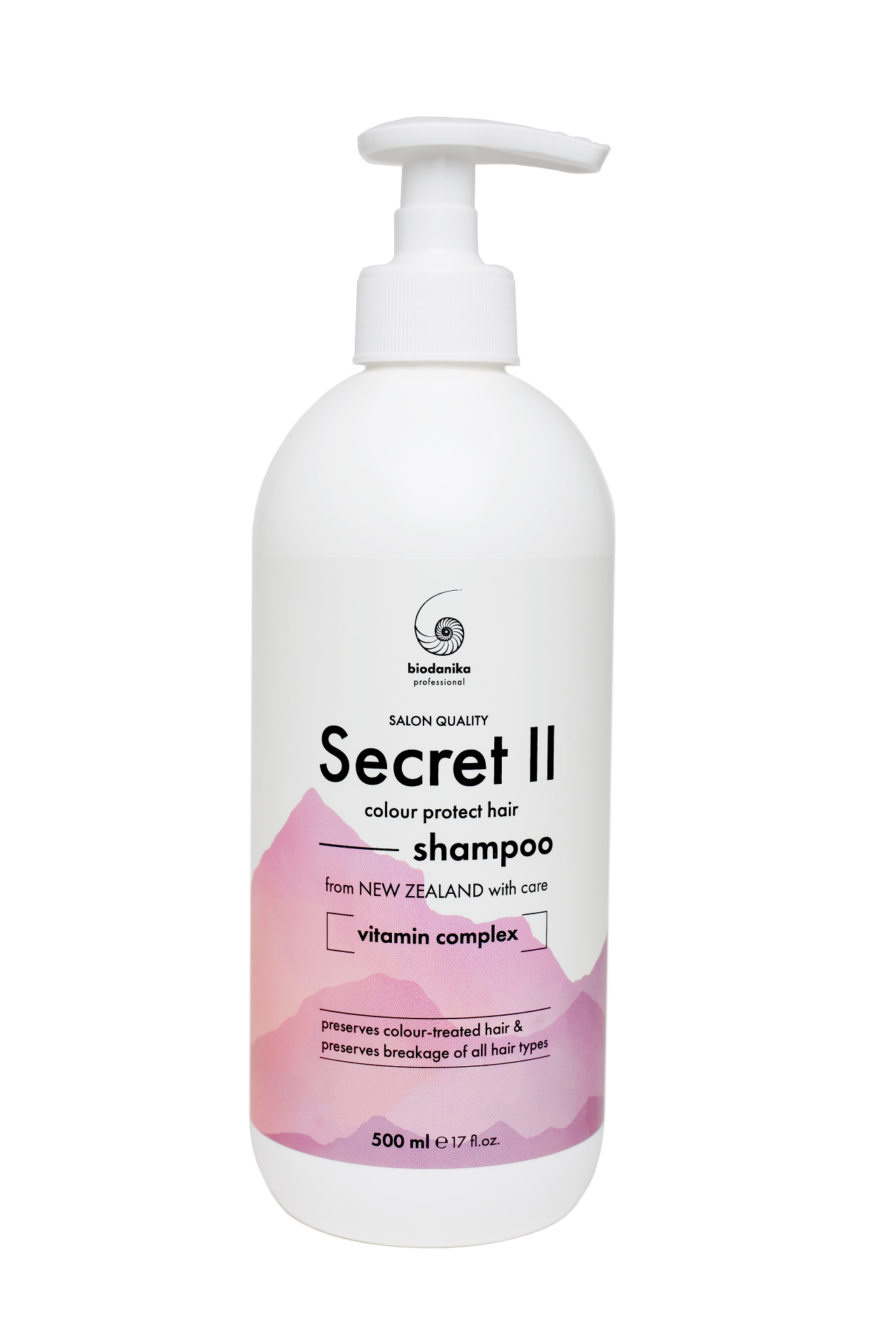Шампунь профессиональный для окрашенных, химически обработанных, наращенных волос ниацином, пантенолом, с гиалуроновой кислотой, BIODANIKA Professional Secret II Colour Protect Hair Shampoo, Vitamin Complex, 500 мл
