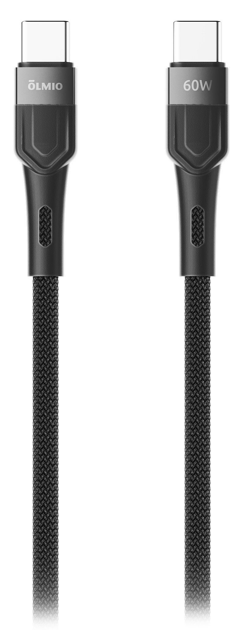Кабель OLMIO BOLT, Type-C - Type-C, USB2.0, 1.2м, чёрный