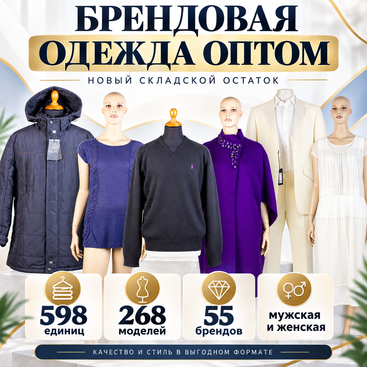 Брендовая одежда оптом — складской остаток 598 единиц