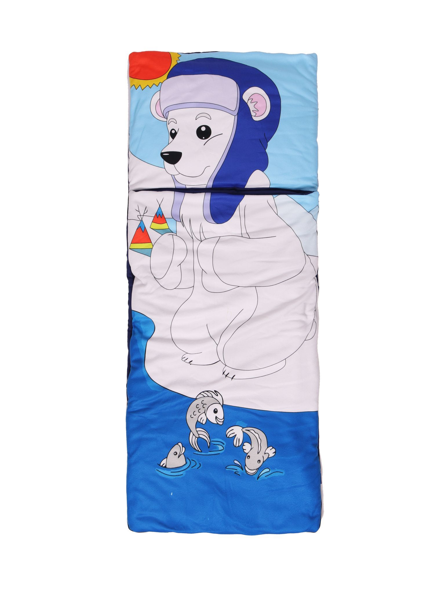 Спальный мешок для детей и подростков, слипик, мобильная кроватка МедведьБелыйСиний