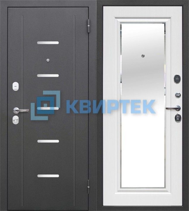Дверь входная металлическая "Гарда Серебро Зеркало Фацет 7,5 см"