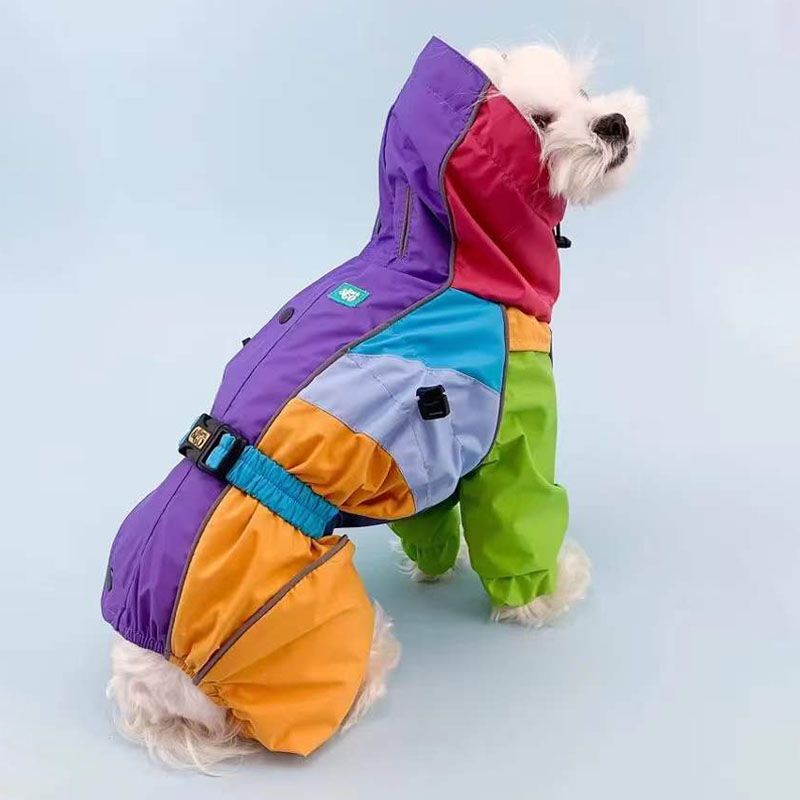 Куртка с капюшоном и цветными блоками для домашних животных - унисекс