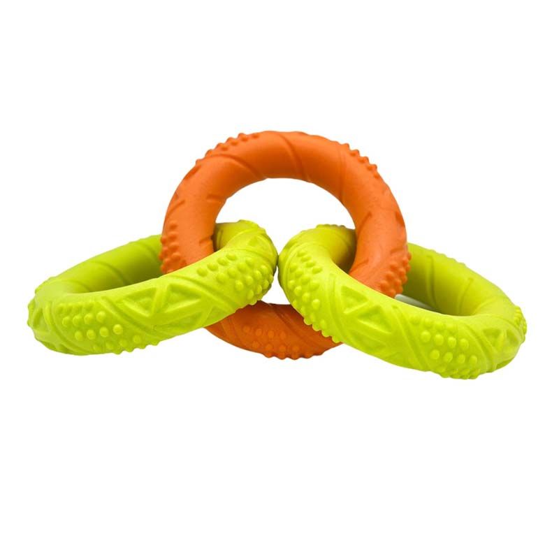Плавающее 125-миллиметровое мягкое резиновое пенопластовое кольцо TPR для жевания собак с тройным кольцом